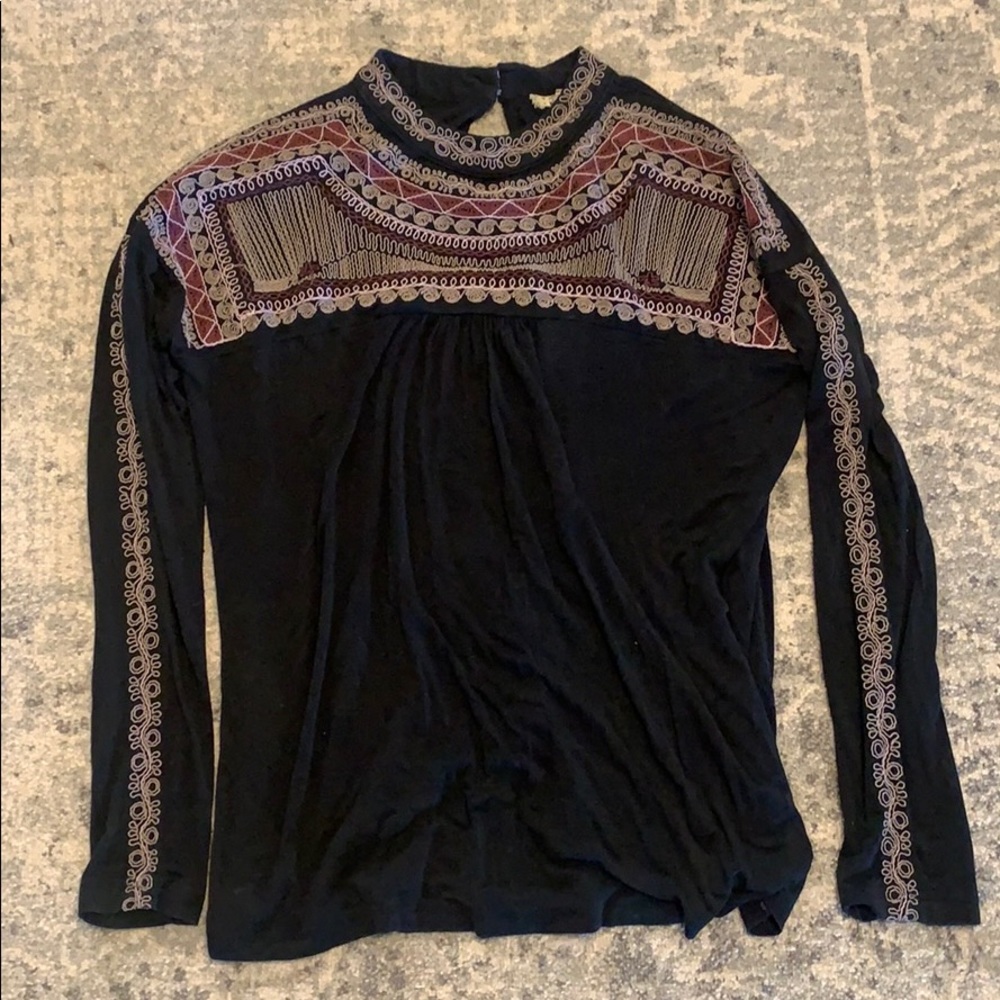 Black embroidered top